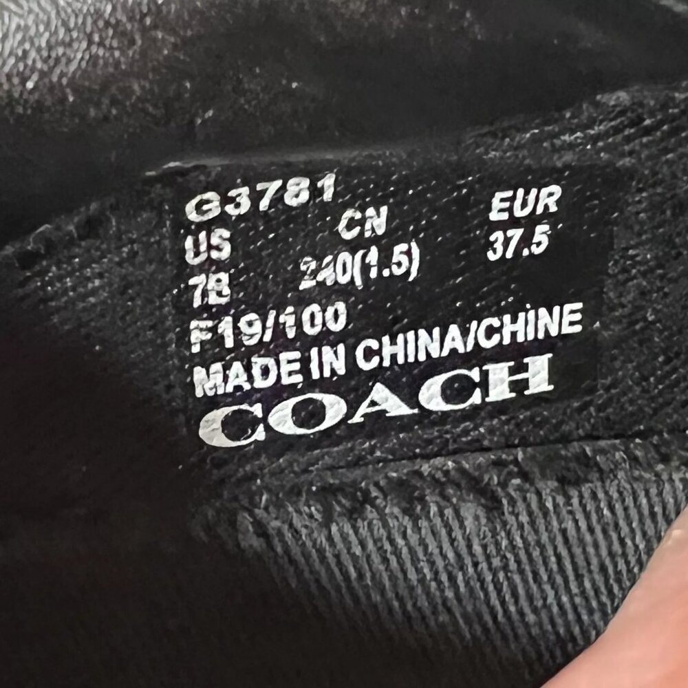 Coach Womens Shoes Size 7 B Black Leather Sneakers  Lace Up - Picture 12 of 13